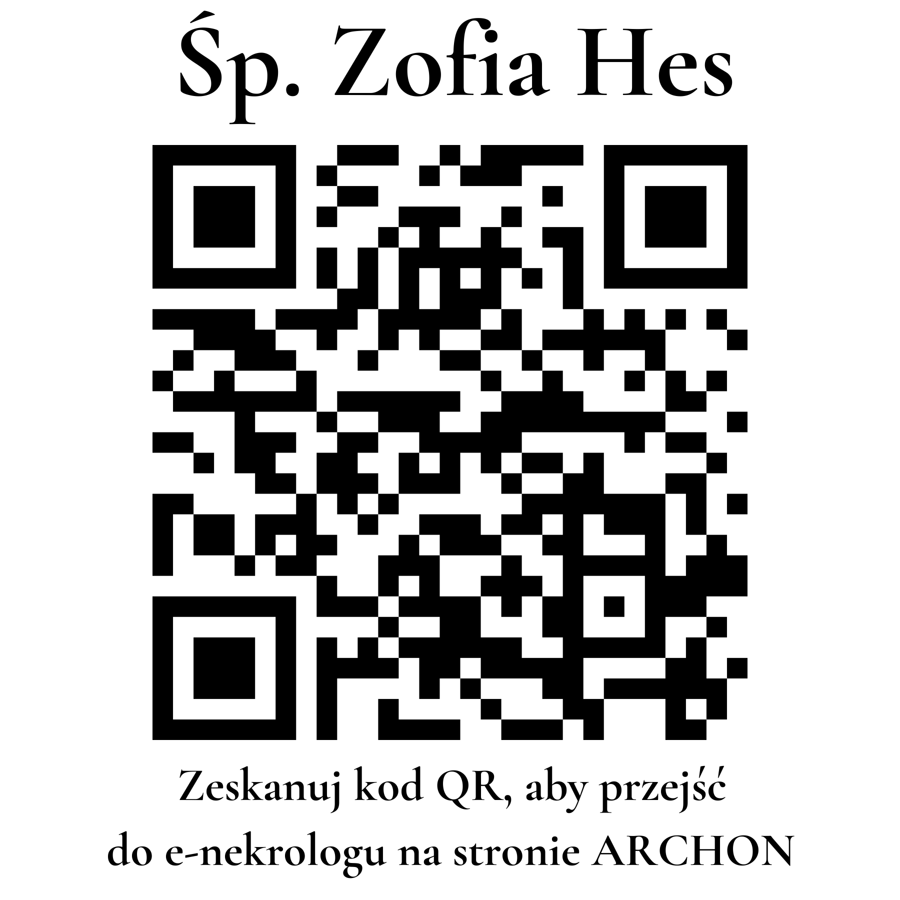 Kod QR do nekrologu Zofia Hes Kod QR do nekrologu Zofia Hes