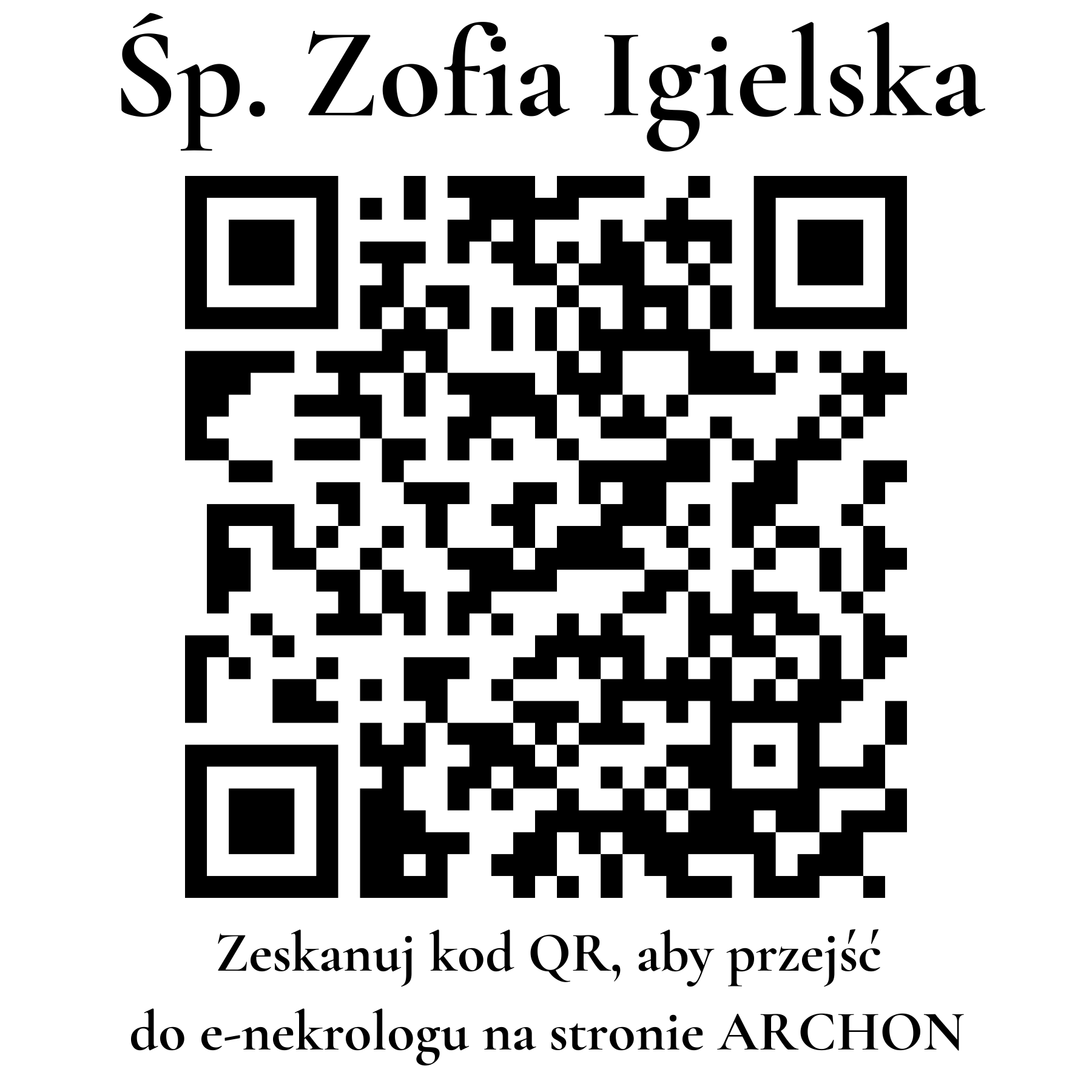 Kod QR do nekrologu Zofia Igielska