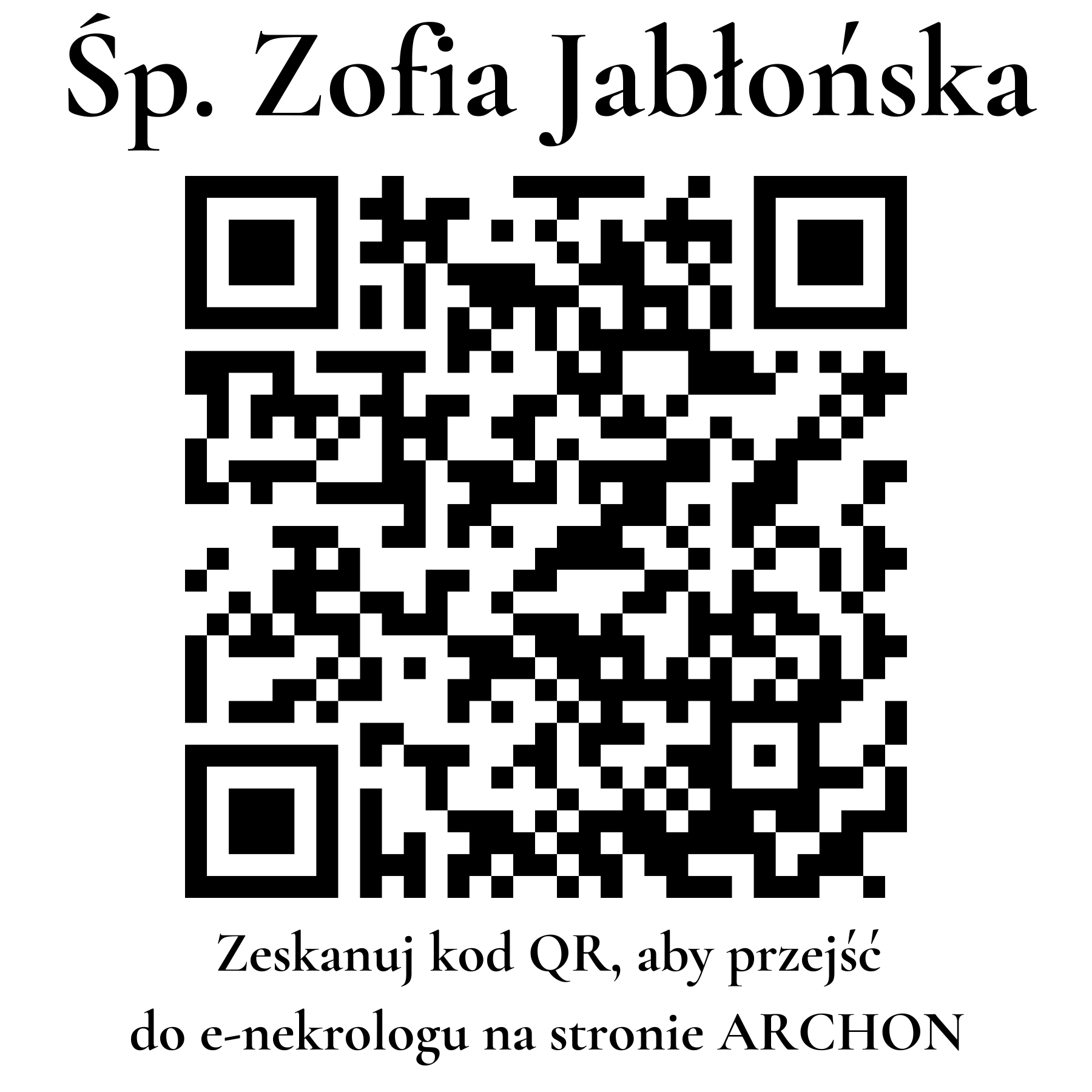 Kod QR do nekrologu Zofia Jabłońska