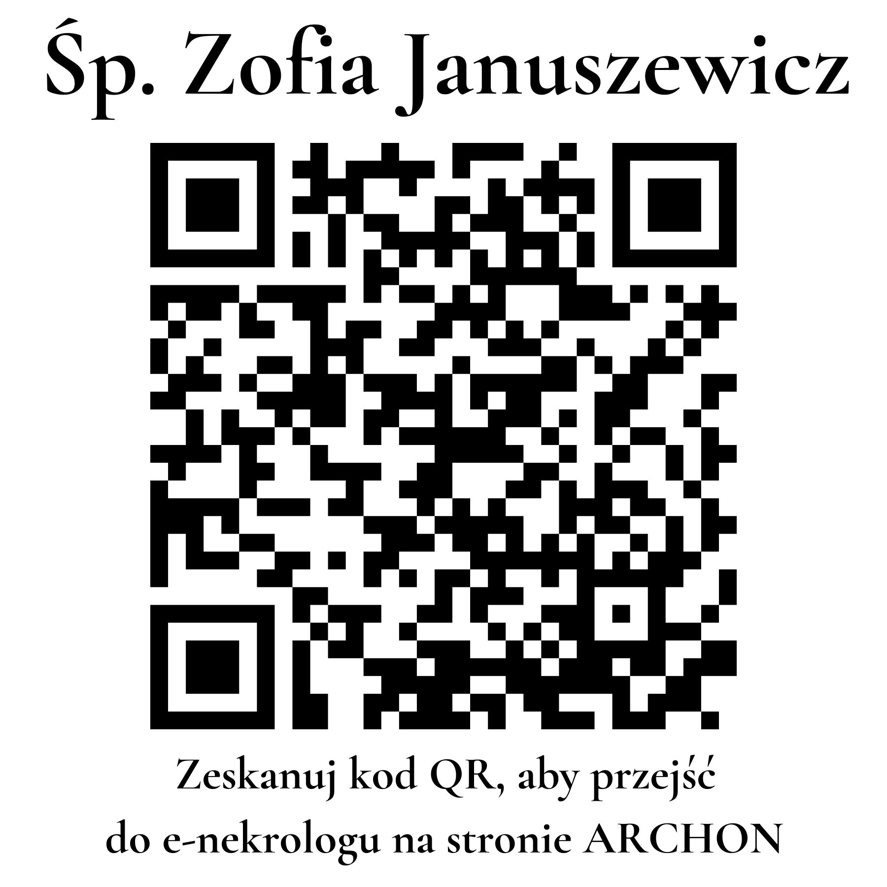 Kod QR do nekrologu Zofia Januszewicz