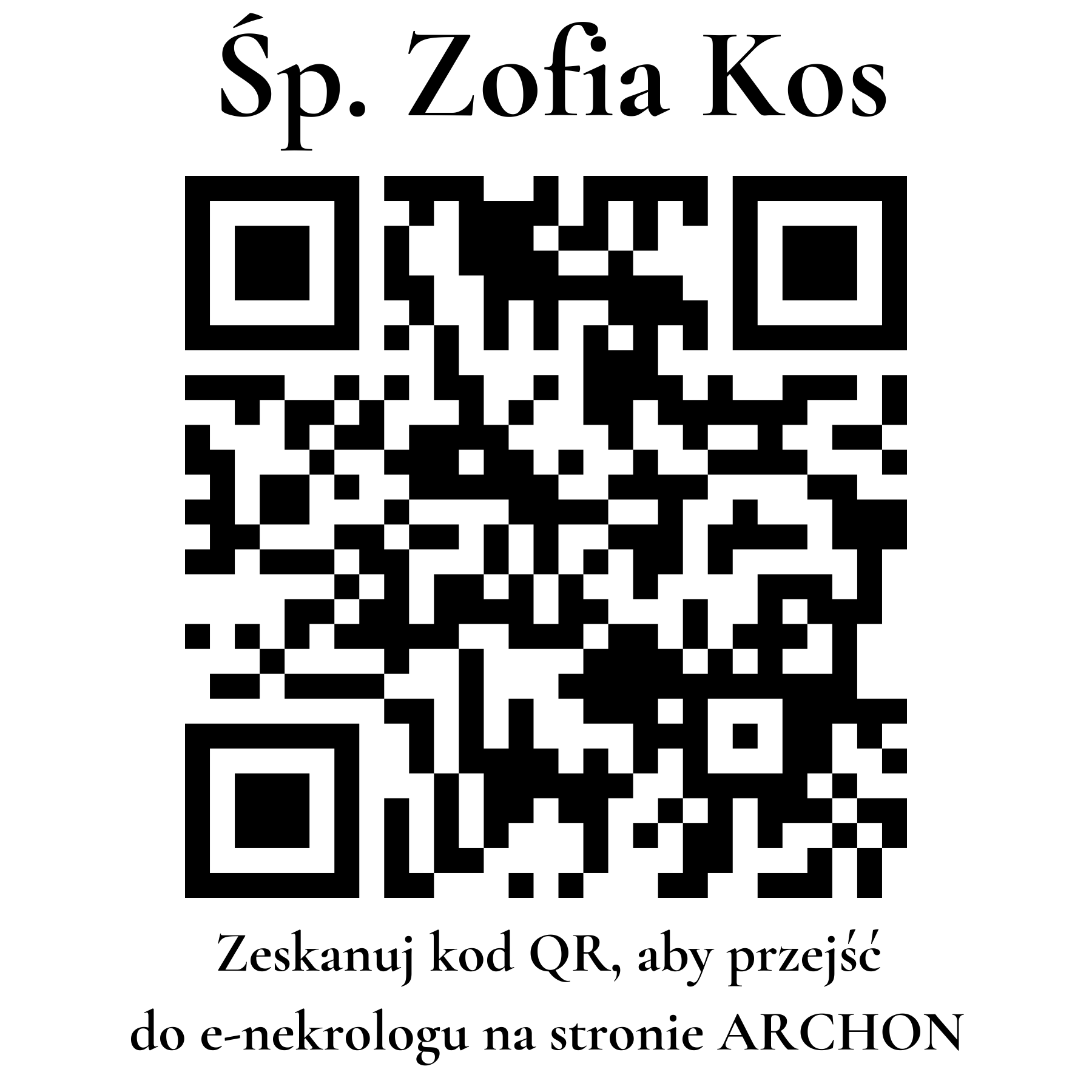 Kod QR do nekrologu Zofia Kos