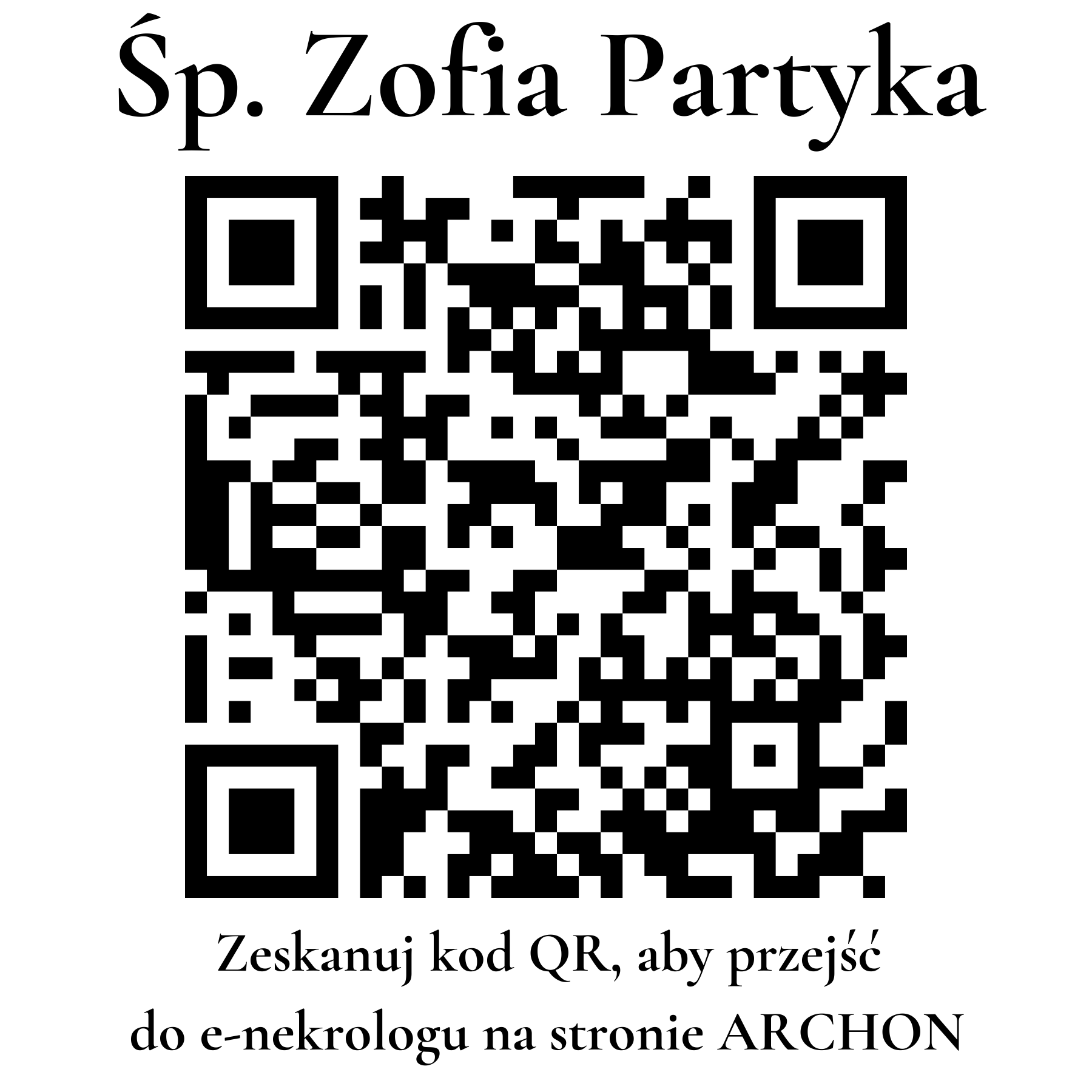 Kod QR do nekrologu Zofia Partyka