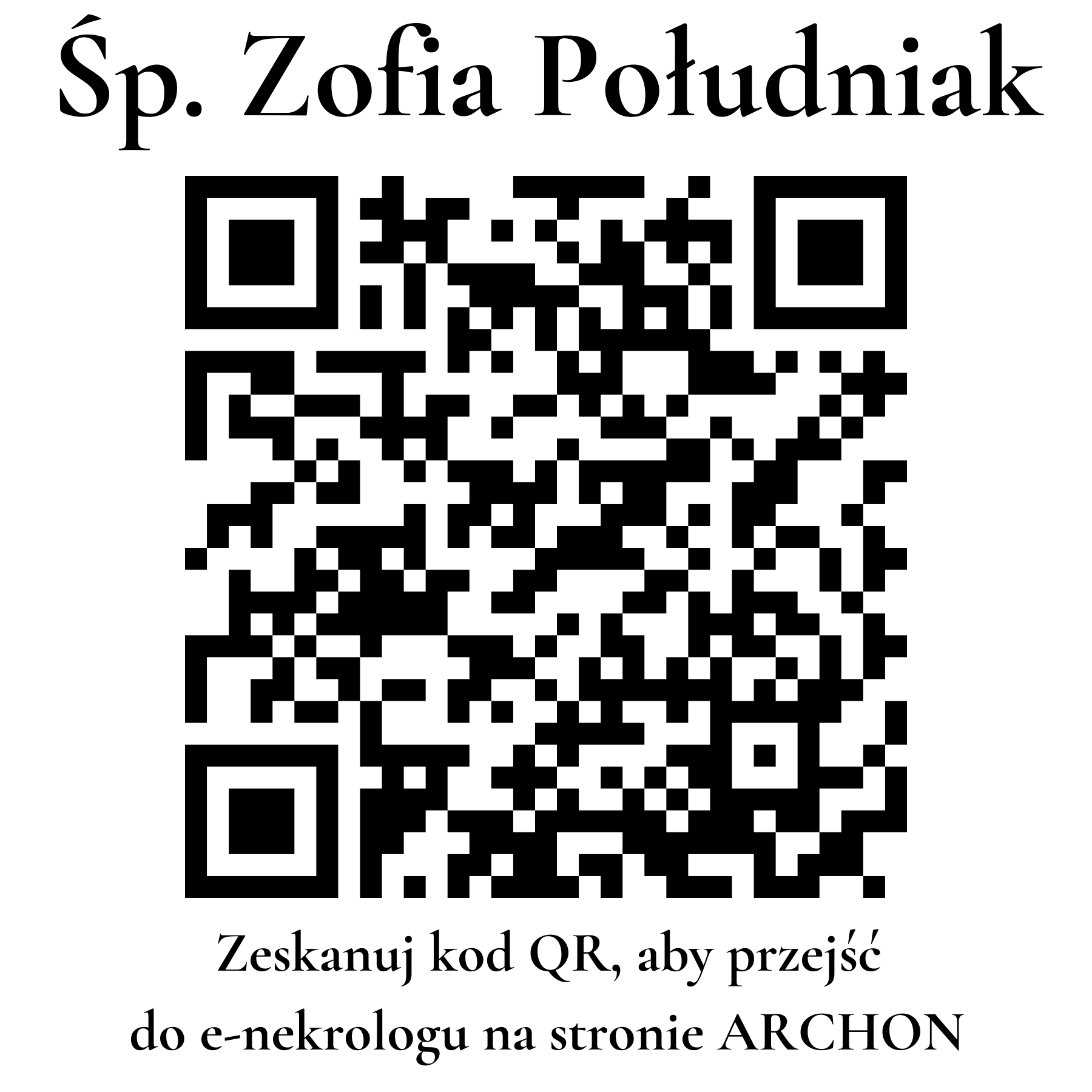 Kod QR do nekrologu Zofia Południak