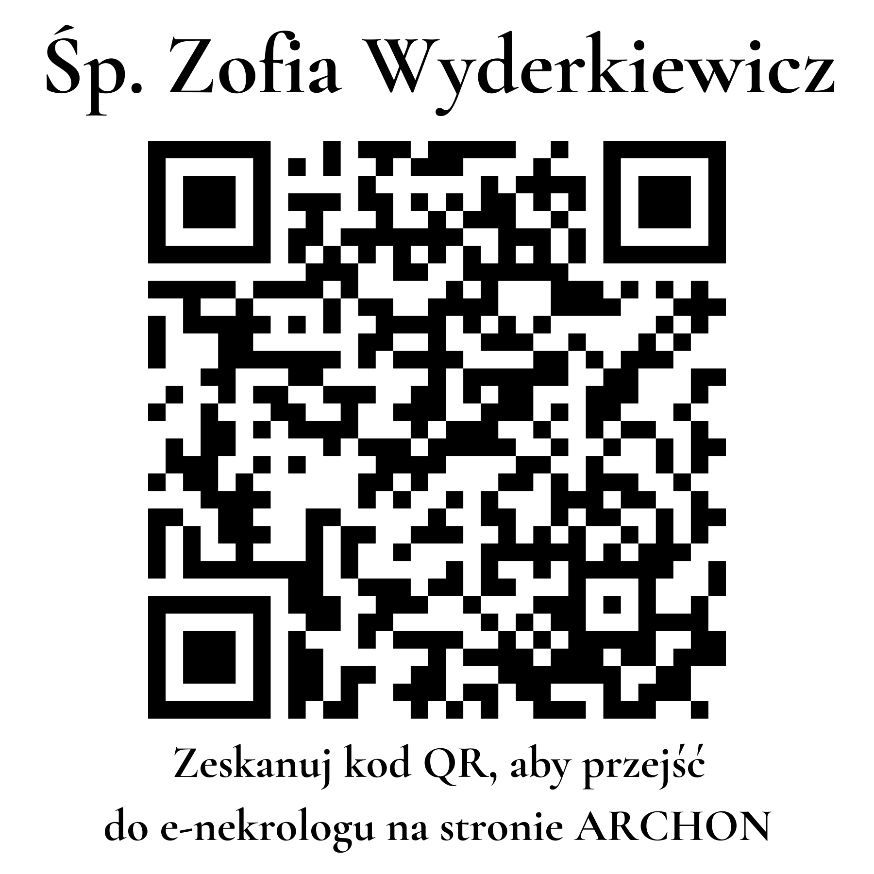 Kod QR do nekrologu Zofia Wyderkiewicz