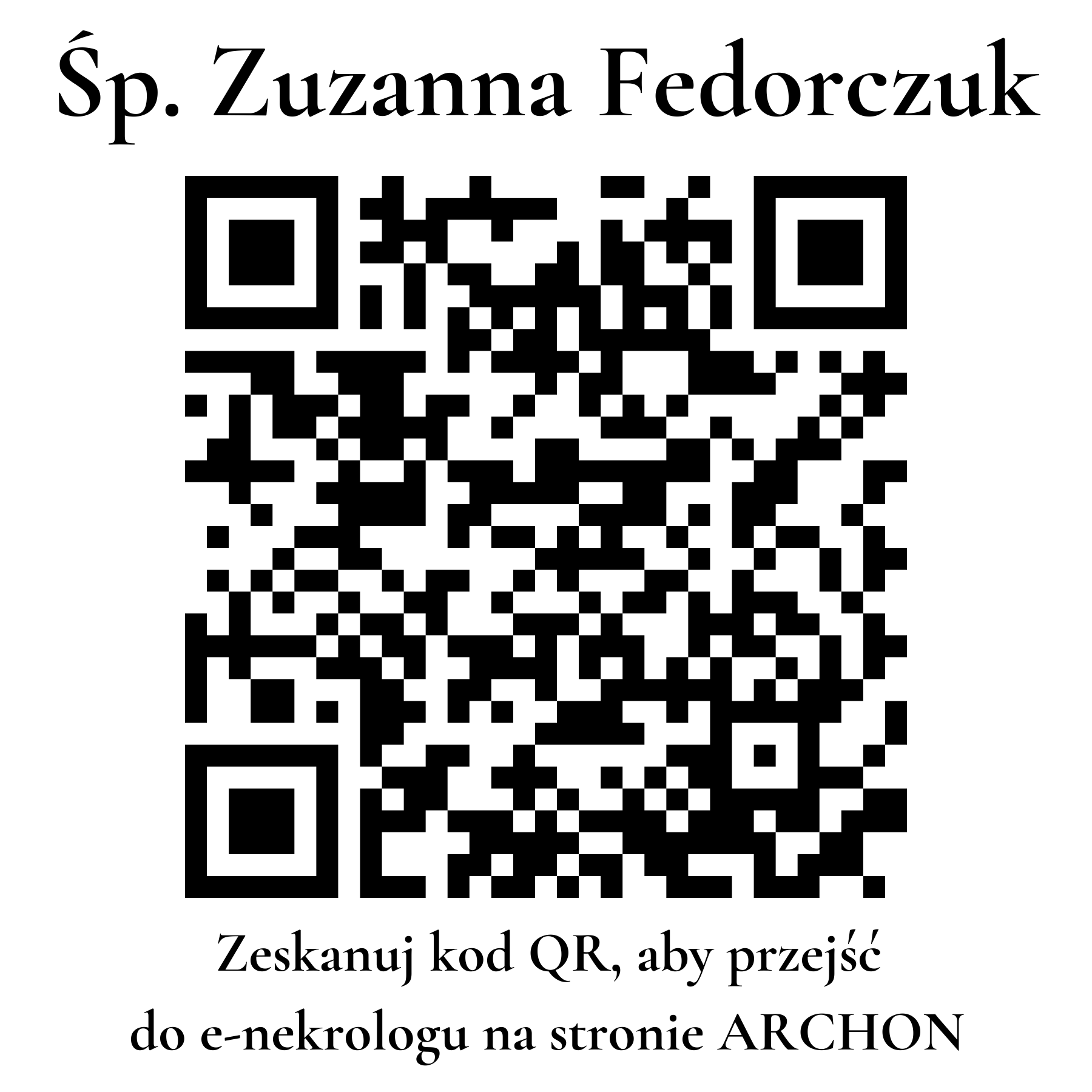 Kod QR do nekrologu Zuzanna Fedorczuk