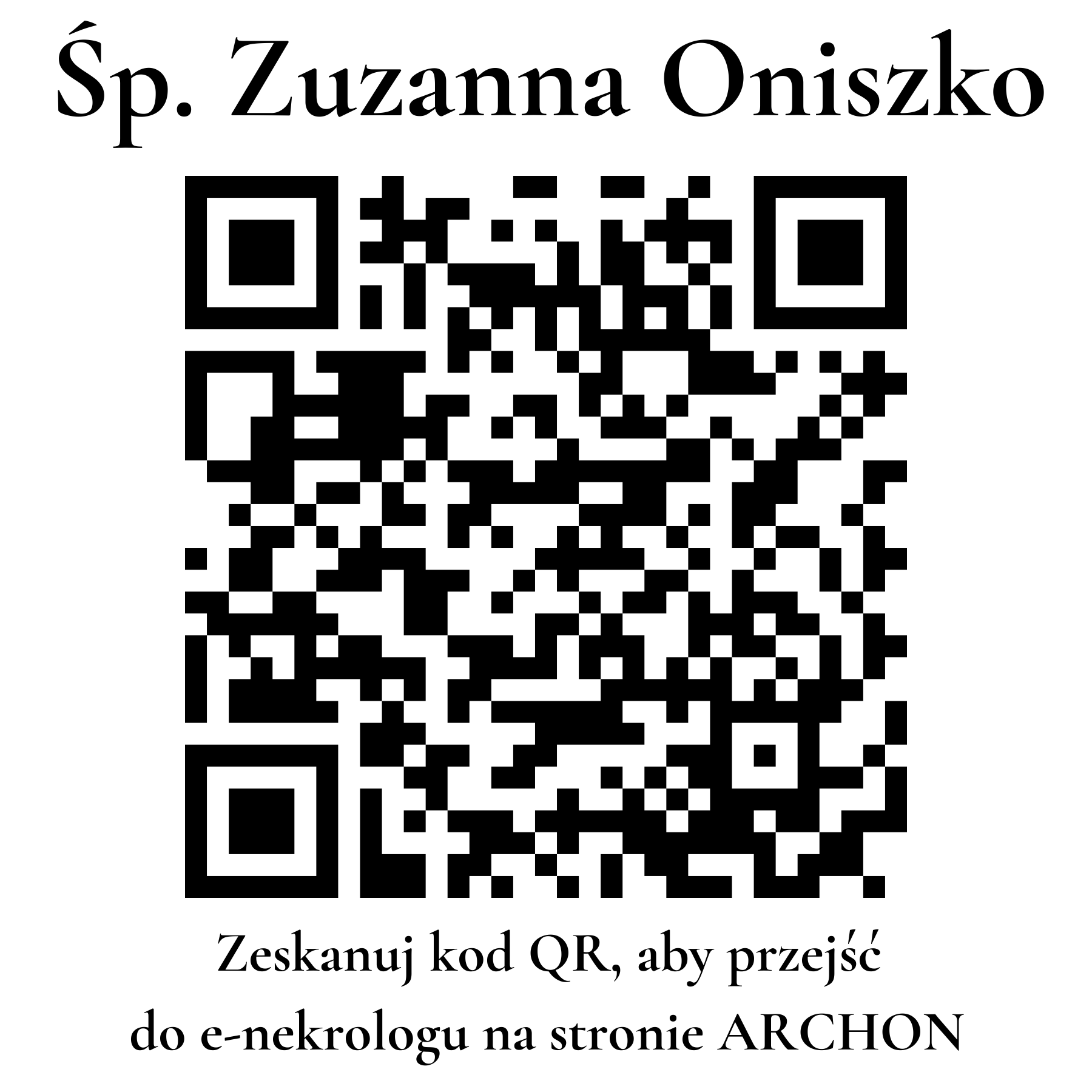 Kod QR do nekrologu Zuzanna Oniszko